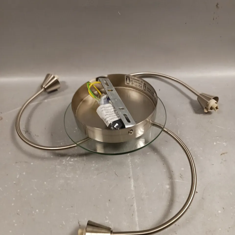 BRAND NEW BOXED DAR LIGHTING TUGEL 3 LIGHT FLUSH SATIN CHROME GLASS LIGHT 
