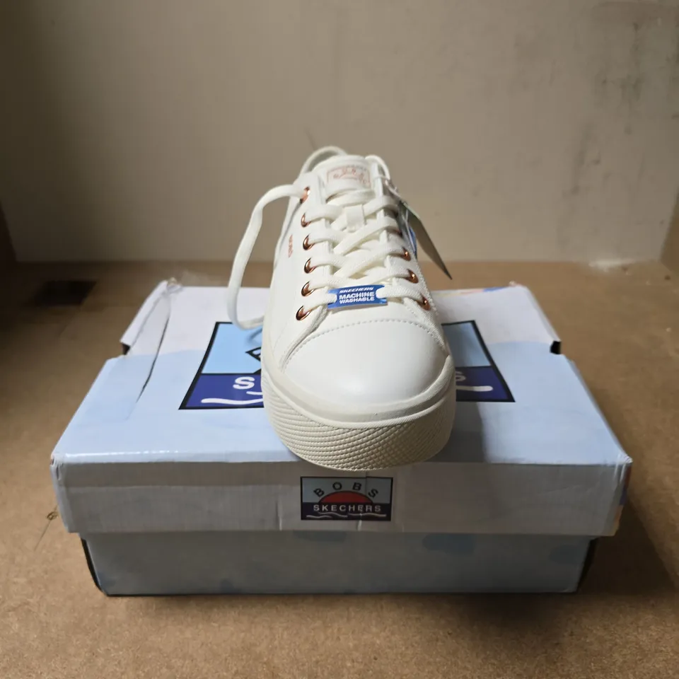 SKECHERS BOBS VEGAN WHITE PLATFORM SNEAKERS – WOMEN’S UK 6