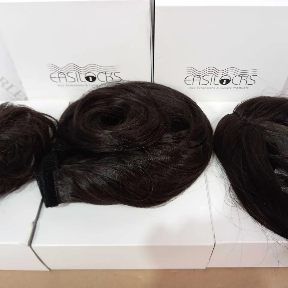 EASILOCKS HAIR BUNDLE OF 5 BOXES: DARK CHOCOLATE: 1 X 16" PONYTAIL, 2 X SCRUNCHIE, 2 X FRINGE