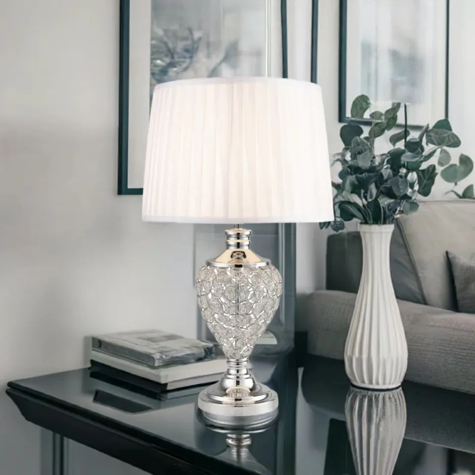 BOXED SLEAFORD 58cm CRYSTAL BEADED TABLE LAMP (1 BOX)