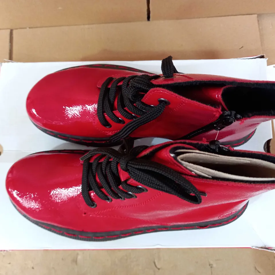 RIEKER LACE ANKLE BOOTS - RED UK SIZE 6.5