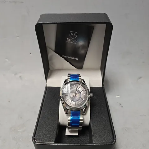 ERNEST FERDINAND WATCH – GLOBAL DIAL – STAINLESS STEEL STRAP – 3ATM WATER RESISTANT - GIFT BOX