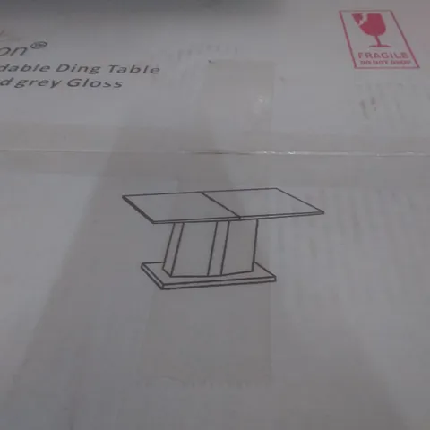 BOXED BELMONTE EXTENDABLE DINING TABLE LARGE IN WHITE AND GREY GLOSS (3 BOXES)
