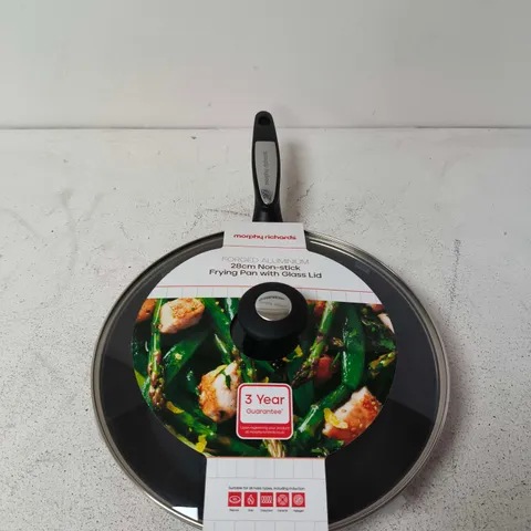 MORPHY RICHARDS 28CM FORGED ALUMINIUM NON-STICK FRYING PAN WITH GLASS LID