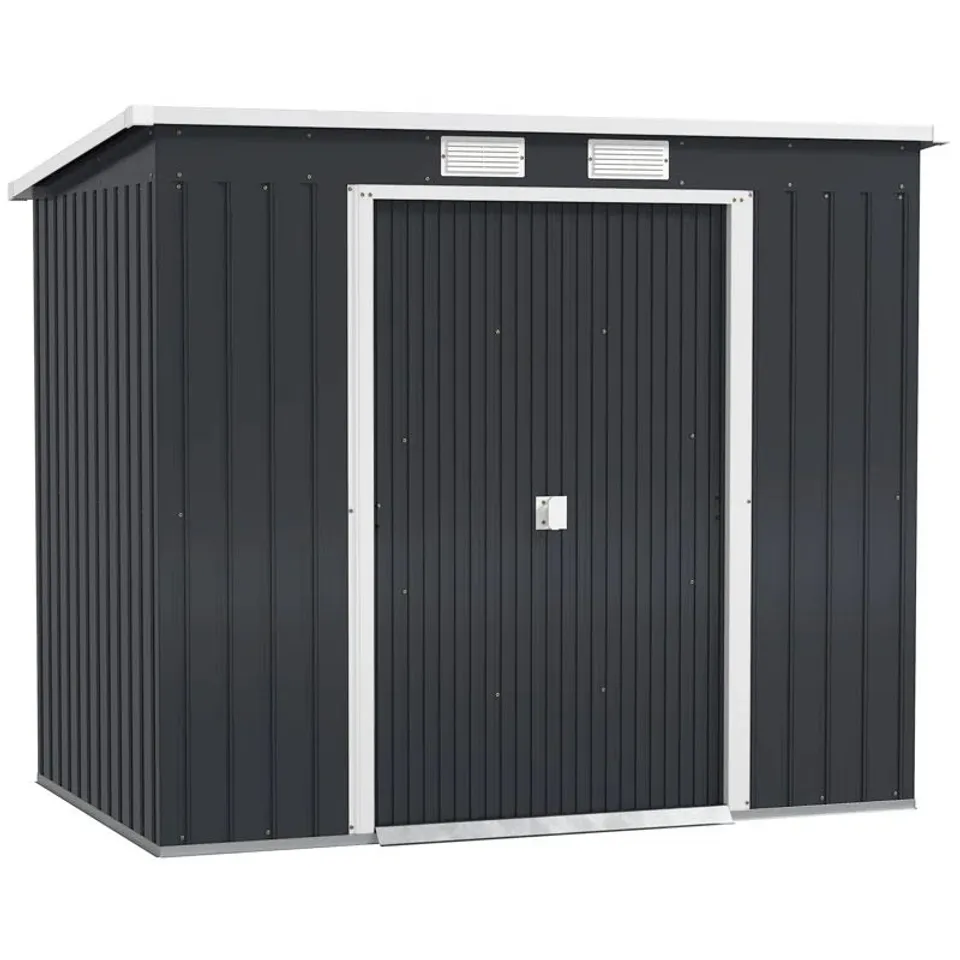 BOXED GARDEN 7 FT. W X 4 FT. D GALVANISED STEEL STORAGE SHED (2 BOXES)