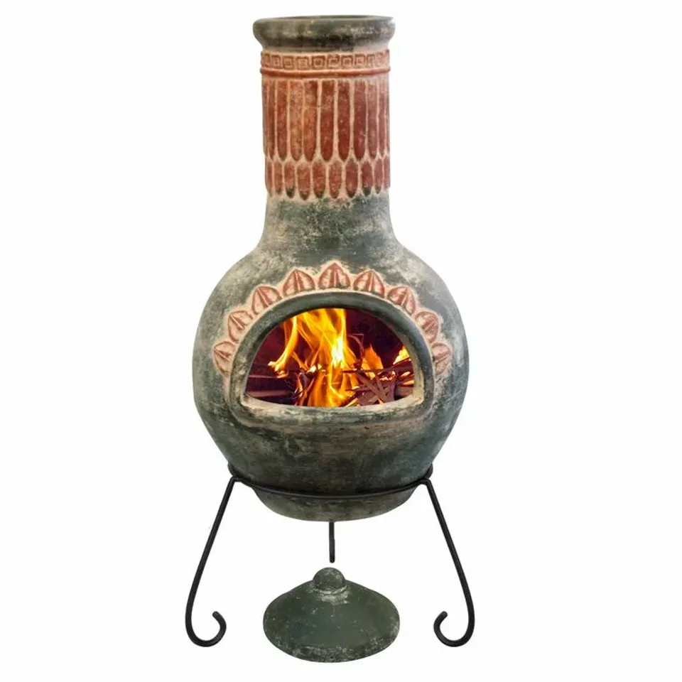 BOXED PLUMAS MEXICAN WOOD BURNING CHIMENEA