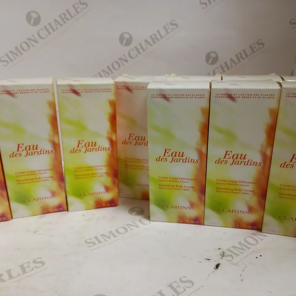 LOT OF 11 CLARINS EAU DES JARDINS SMOOTHING BODY CREAM (11 X 200ML)