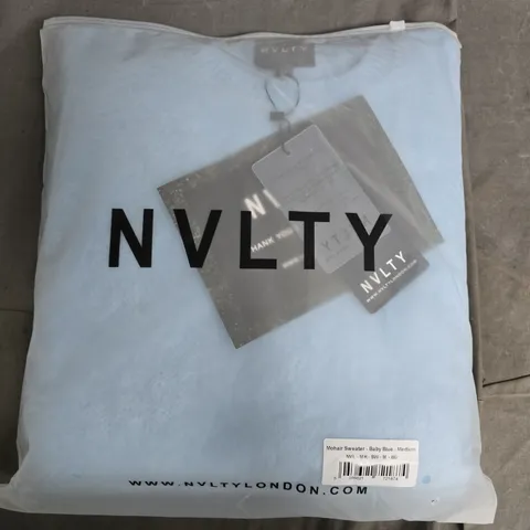 BAGGED NVLTY MOHAIR SWEATER IN BABY BLUE - MEDIUM