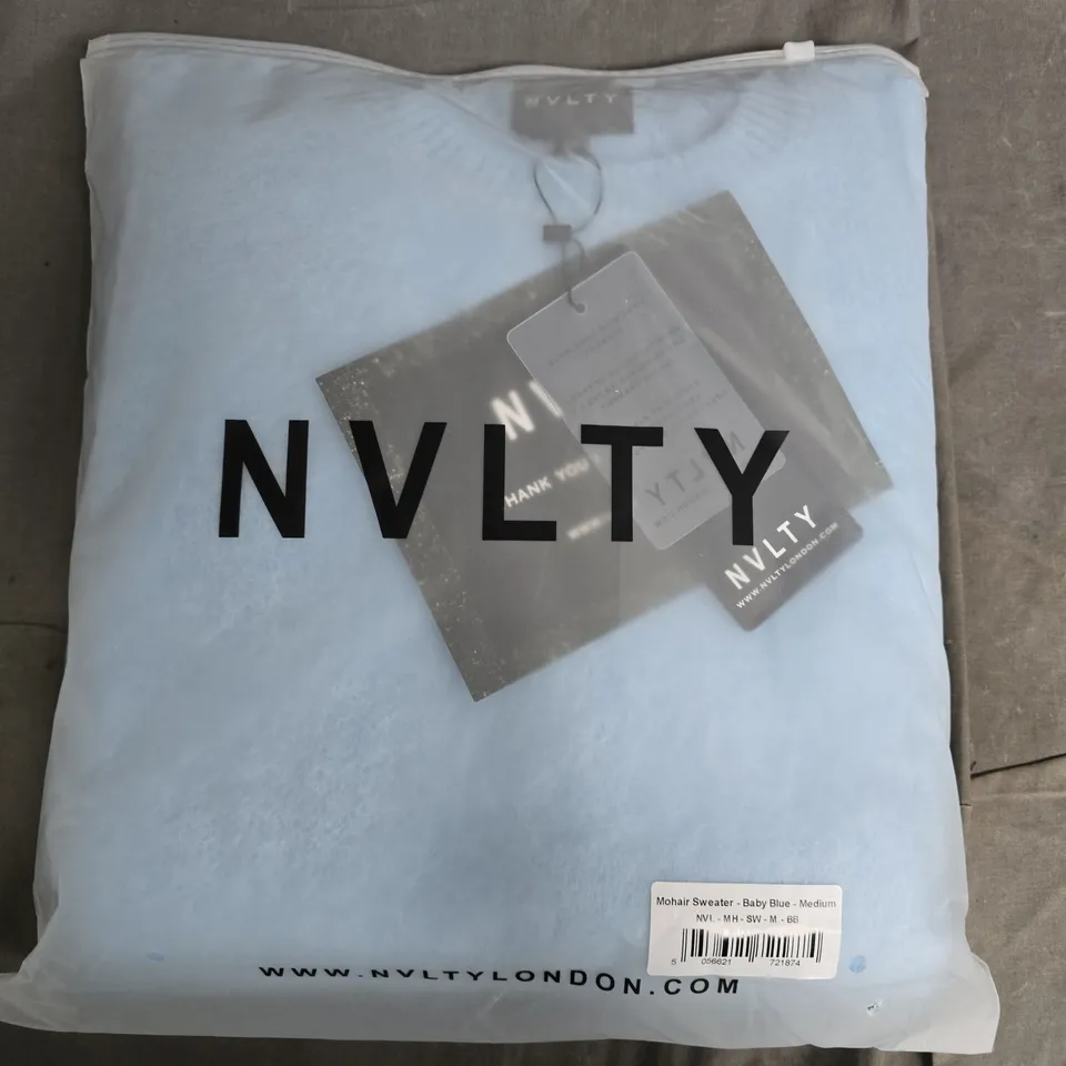 BAGGED NVLTY MOHAIR SWEATER IN BABY BLUE - MEDIUM