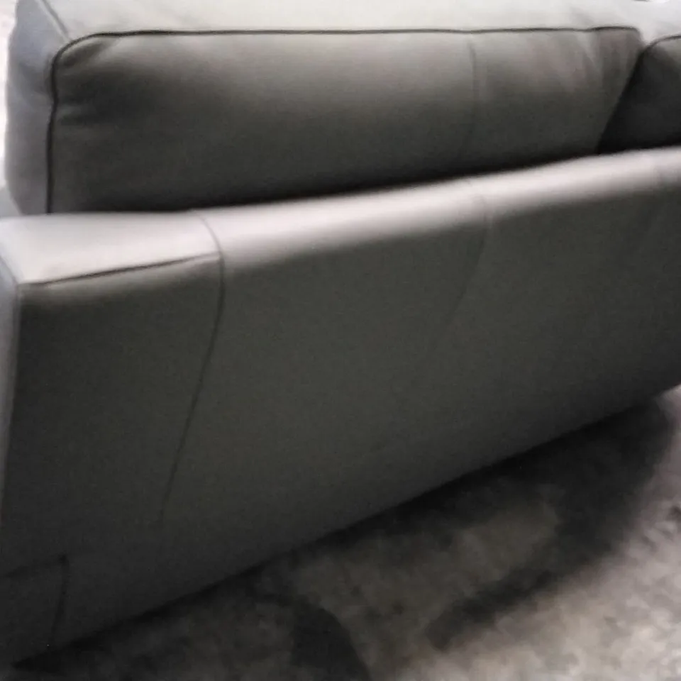 QUALITY ITALIAN DESIGNER PATRIZIO 3 SEATER SOFA - GREY ANTHRACITE LEATHER