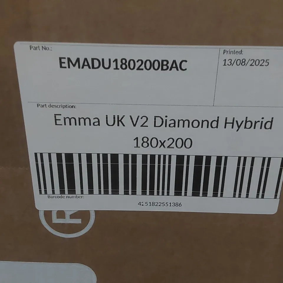 BRAND NEW BOXED EMMA UK V2 DIAMOND HYBRID 180 x 200CM SUPER KING MATTRESS 