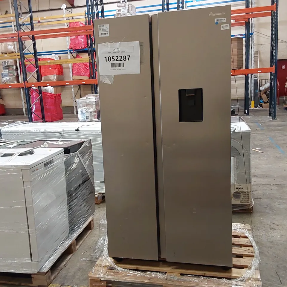 FRIDGEMASTER MS91547DFE FREESTANDING AMERICAN SIDE BY SIDE DOOR FRIDGE FREEZER 547L, METAL GREY, INVERTER COMPRESSOR, NON-PLUMBED WATER DISPENSER, 91 × 178.6 × 64.3 CM