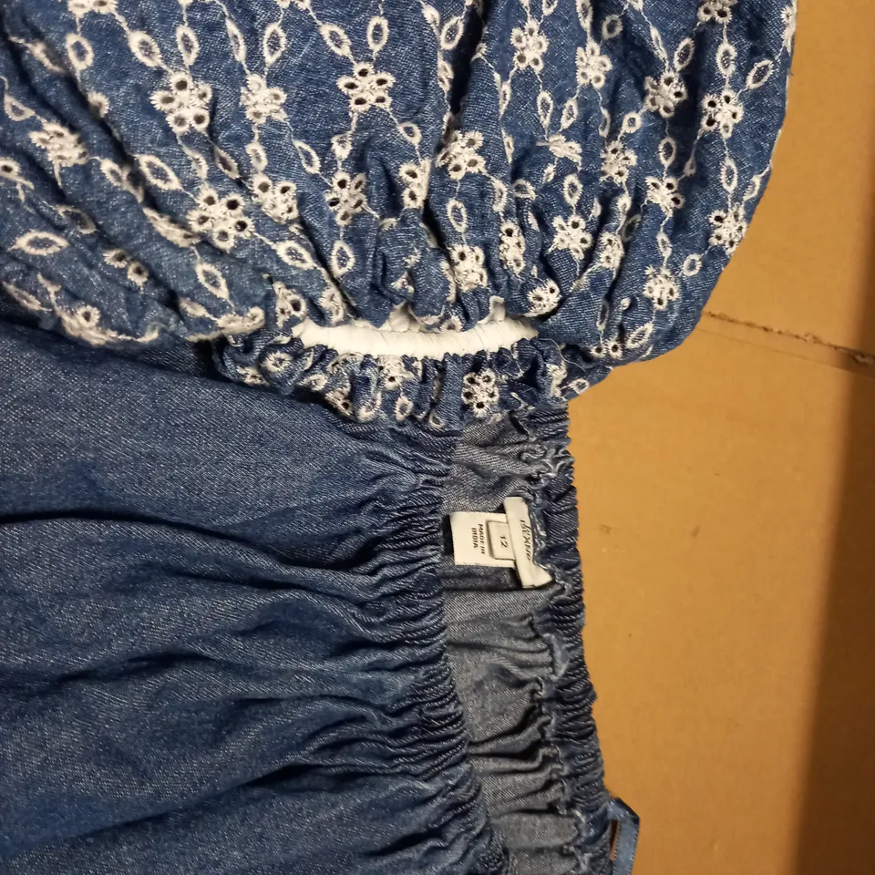RIVER ISLAND DENIM PUFF SLEEVED DRESS - 12