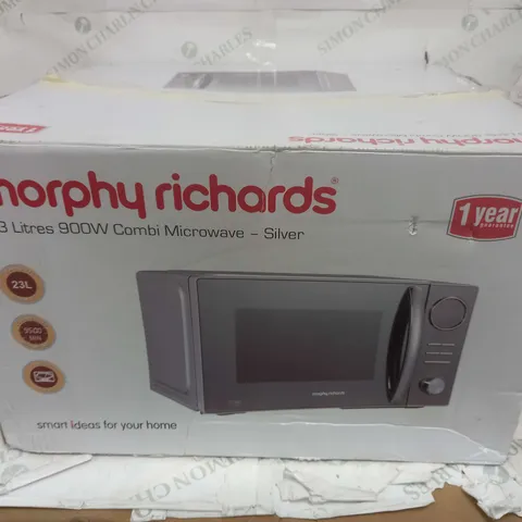 BOXED MORPHY RICHARDS 23 LITRES 900W COMBI MICROWAVE IN SILVER