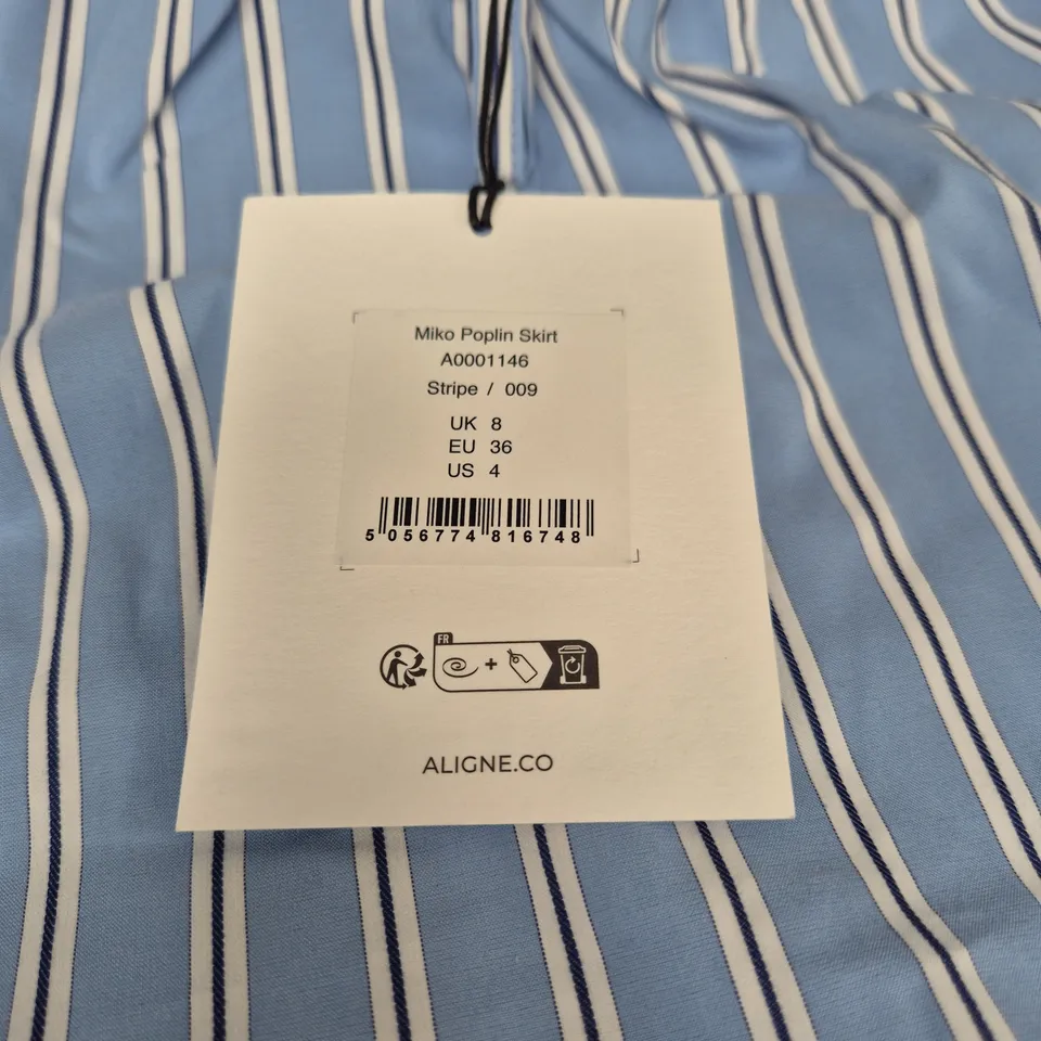 ALIGNE MIKO POPLIN SKIRT – BLUE STRIPE, UK 8