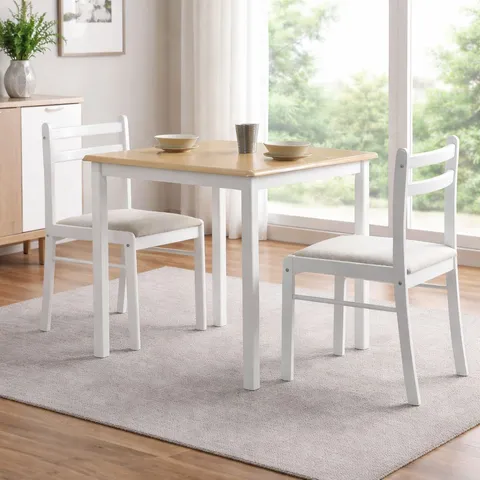BOXED DINNITE WHITE SOLID RUBBERWOOD DINING CHAIRS – SET OF 2 (2 BOXES)