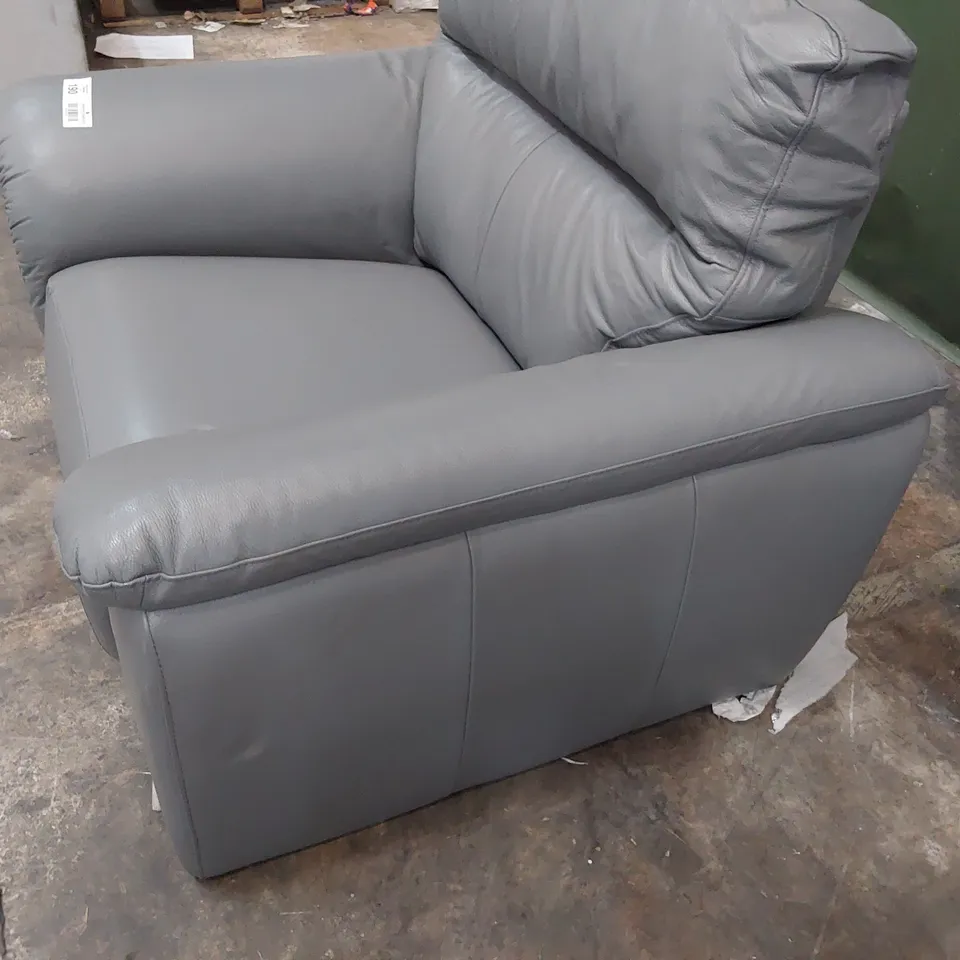 DESIGNER EASY CHAIR GREY LEATHER 