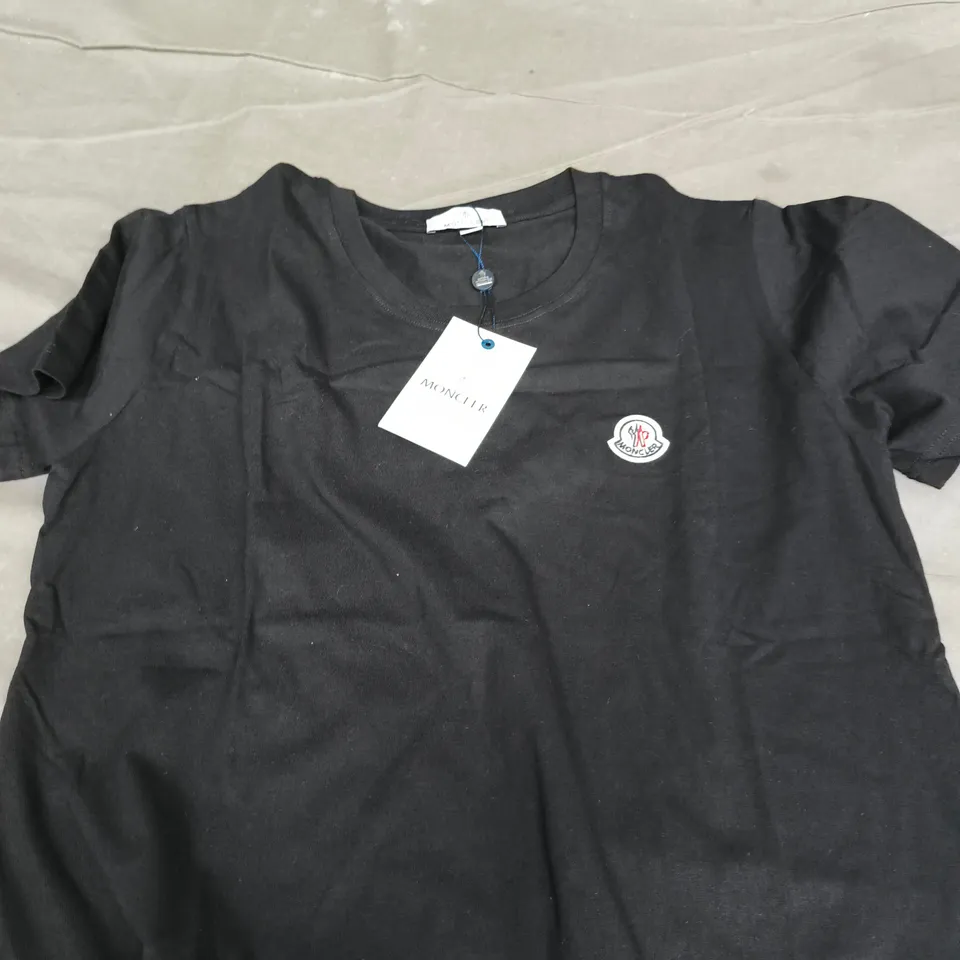 MONCLER BLACK T‑SHIRT – CREST LOGO, UK SIZE L