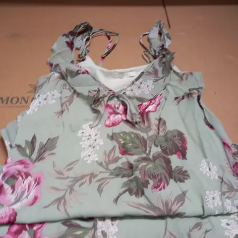 MARKS AND SPENCERS GREEN FLOWER DRESS- SIZE UNKNOWN