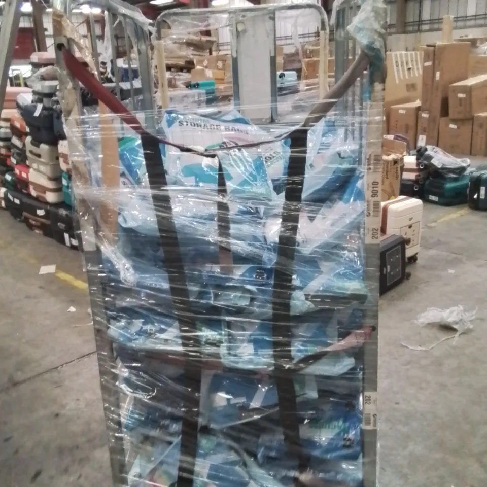 CAGE CONTAINING A LARGE QUANTITY OF VACUUM STORAGE BAGS