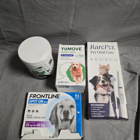 APPROXIMATELY 15 ASSORTED PET CARE PRODUCTS TO INCLUDE JOINT CARE, SPOT ON, PLAQUE REMOVER ETC 