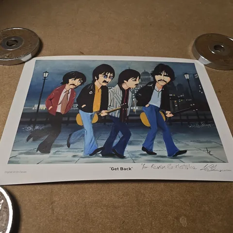 GET BACK – CARICATURE-STYLE BAND PRINT OF THE BEATLES - SIGNED BY LEN EHLEN 