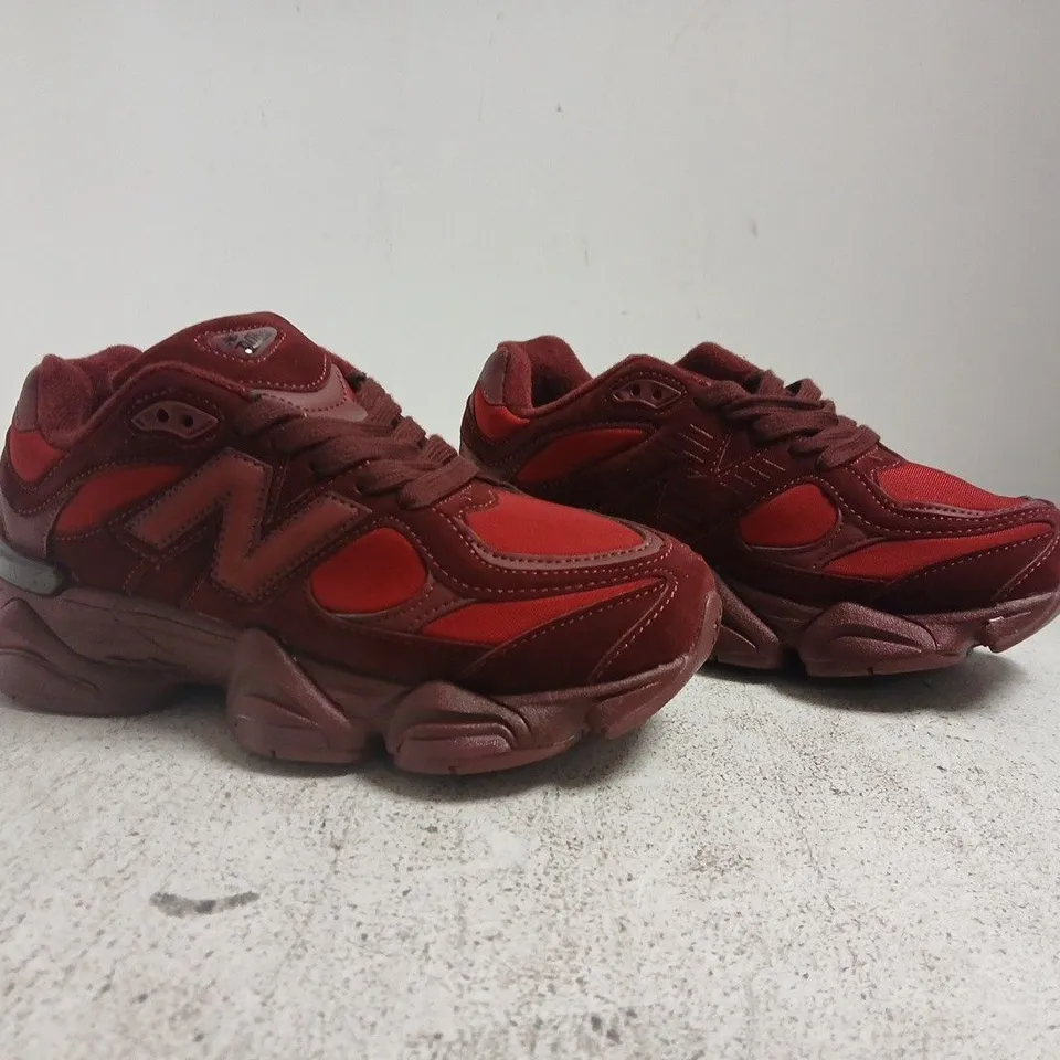 PAIR OF NEW BALANCE 9060 TRAINERS IN BLOOD RED SIZE UK 6
