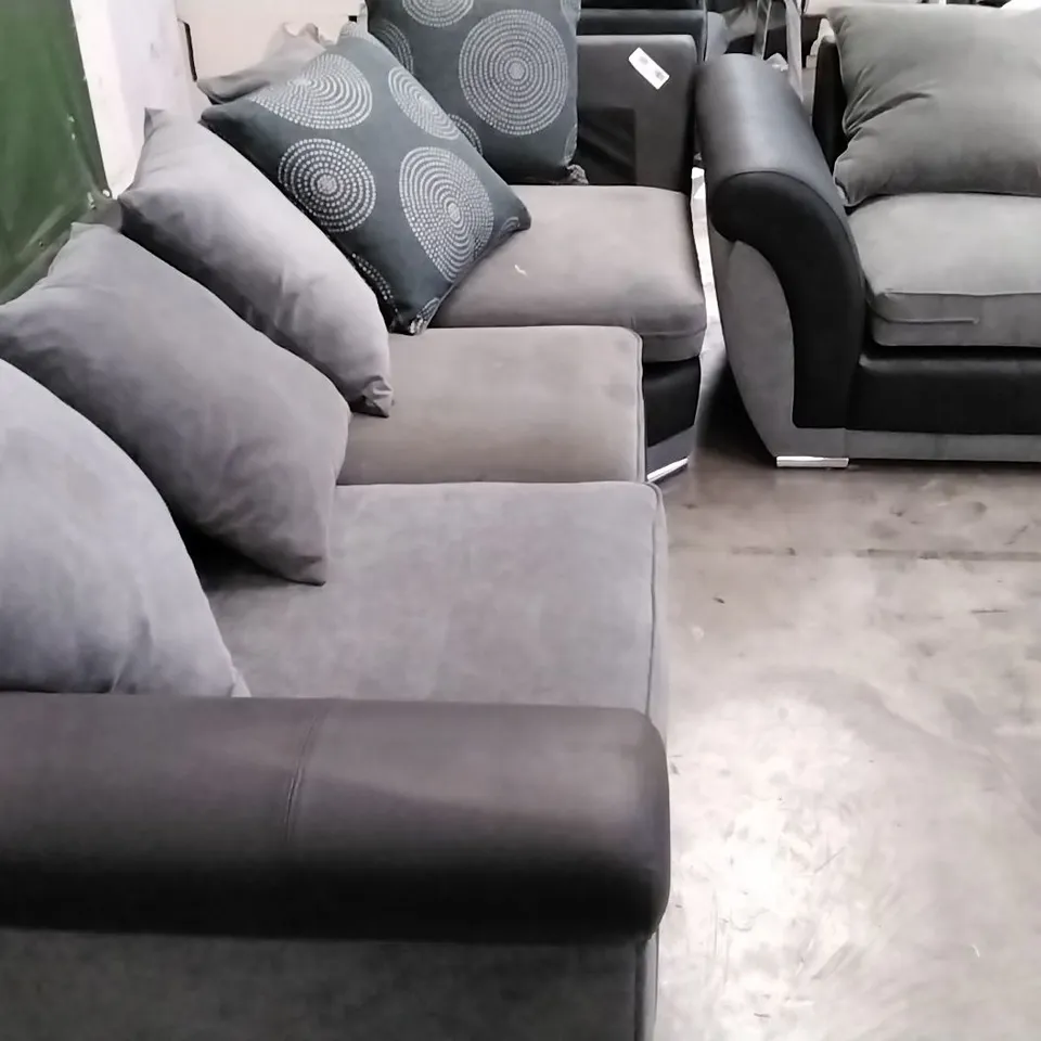 QUALITY DESIGNER CORNER GROUP SOFA PARTS - BLACK LEATHER (PARTS NOT MATCHING)