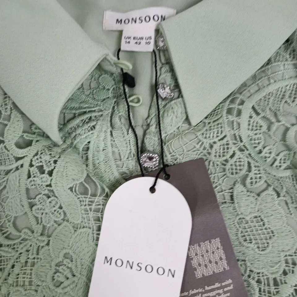 MONSOON BRIDGETTE LACE DRESS MINT SIZE 14