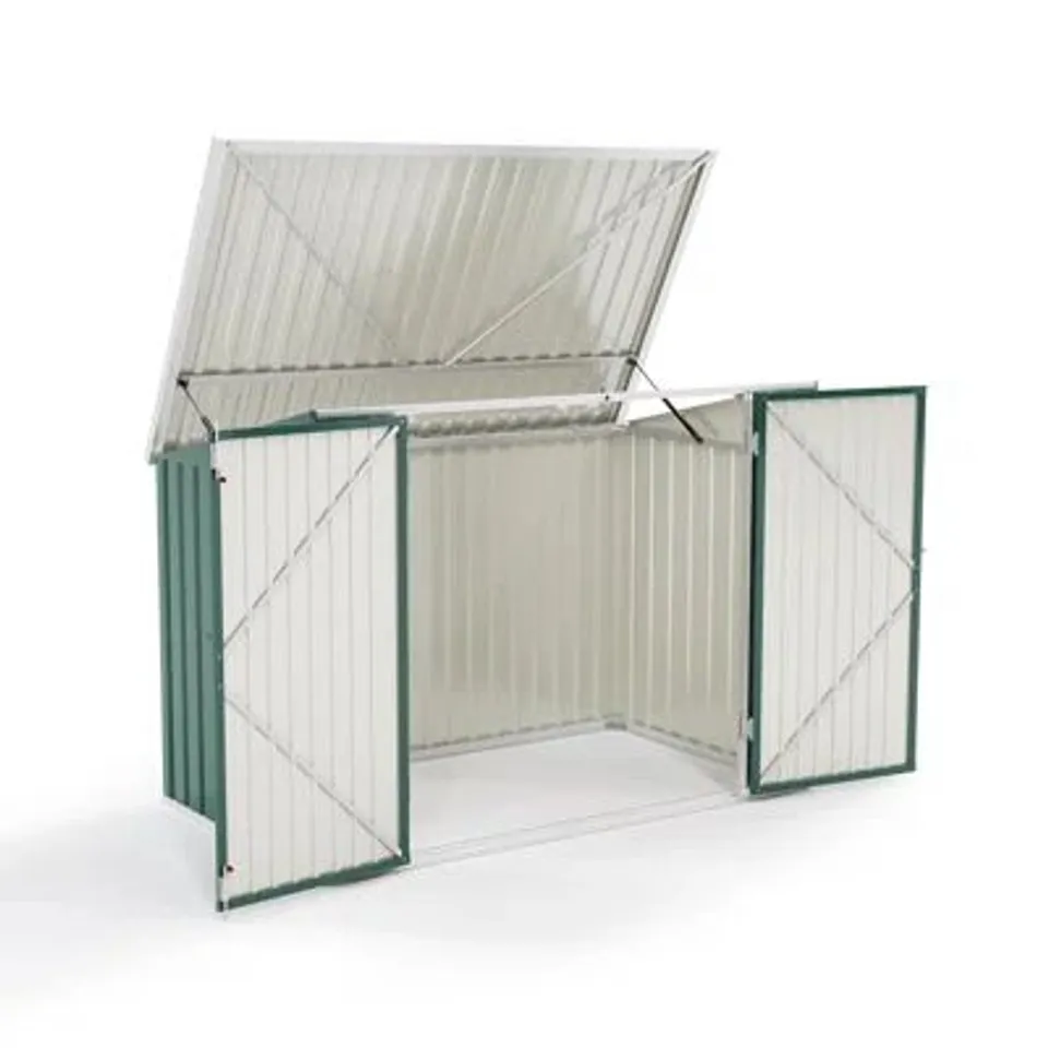 BOXED OUTDOOR SLOPED-ROOF METAL BIKE ROOM - GREEN