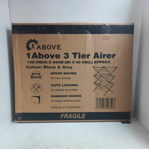 BOXED 1 ABOVE 3-TIER AIRER IN GREY/BLACK