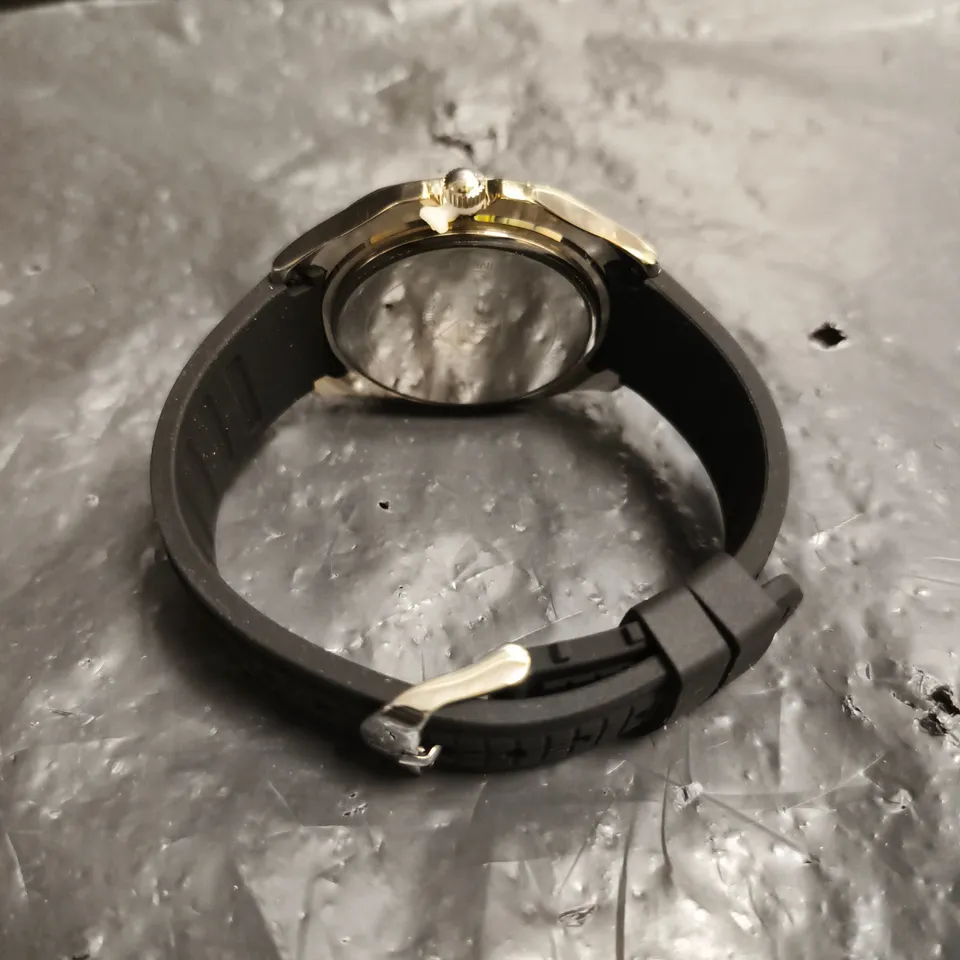 MENS LOUIS LACOMBE BLACK RUBBER STRAP BLACK DIAL WATCH