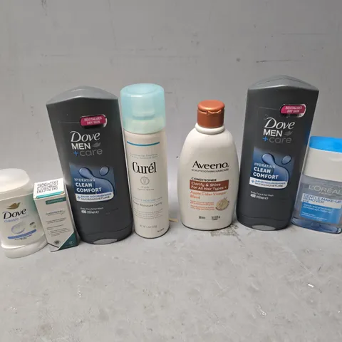 APPROXIMATEY 15 HEALTH AND BEAUTY PRODUCTS TO INCLUDE DOVE FULL BODY WASH, DOVE ROLL ON, AND AVEENO CONDITIONER ETC. - COLLECTION ONLY