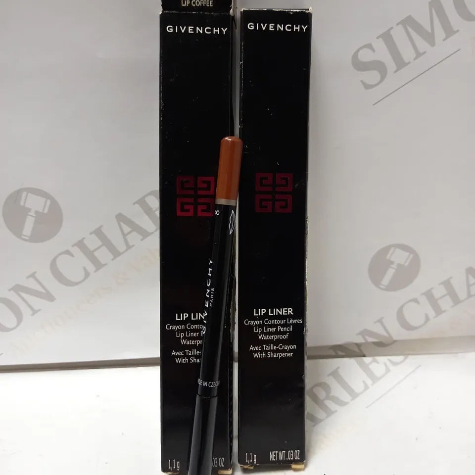 LOT OF 2 GIVENCHY WATERPROOF LIP LINER PENCIL - 08 LIP COFFEE