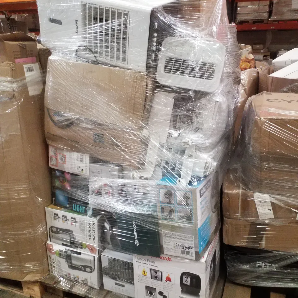 PALLET CONTAINING ASSORTED ELECTRICAL PRODUCTS INCLUDING DESK FAN, AIR FRYERS, HEATERS & JUICERS