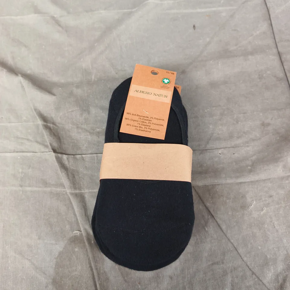 ALBERO NATUR BLACK COTTON SOCKS, EU 35–38 (UK 3.5–5) – 6 PAIRS