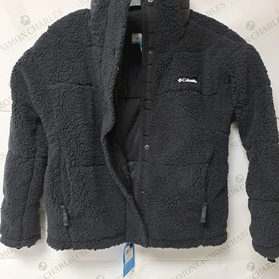 COLUMBIA LONG FLEECE PADDED JACKET IN BLACK - SMALL