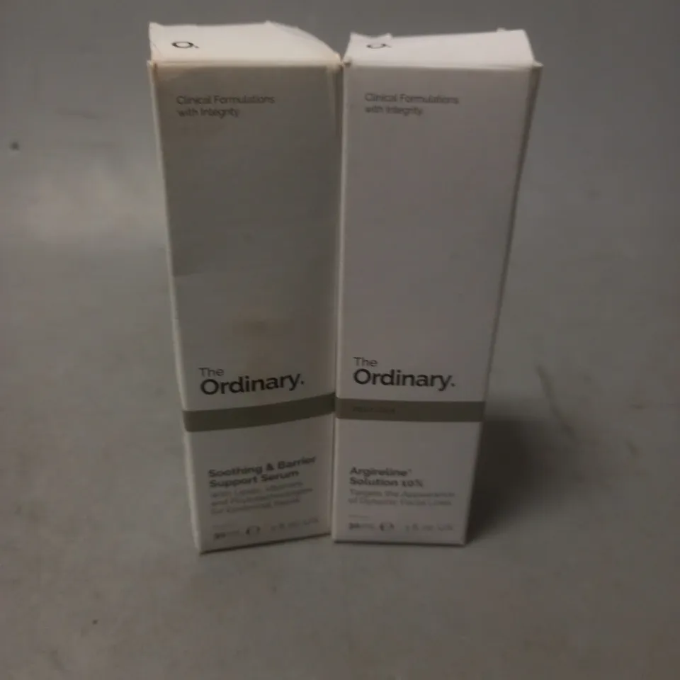 TWO THE ORDINARY BEAUTY PRODUCTS TO INCLUDE SOOTHING AND BARRIER SUPPORT SERUM AND ARGIRELINE SOLUTION 10%