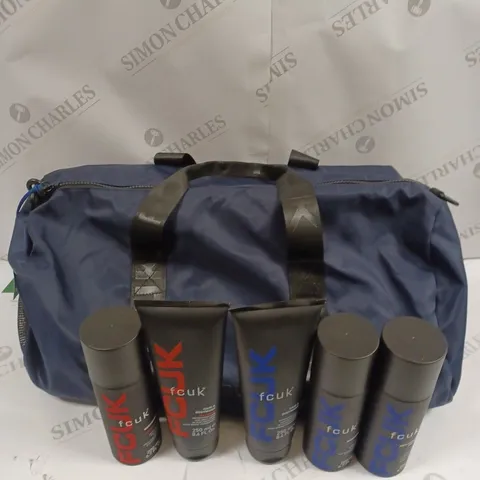FCUK THE GYM ONE MENS SHOWER SET & DUFFEL BAG 