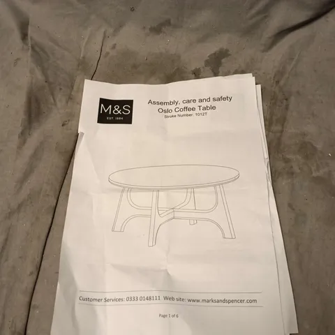 M & S OSLO COFFEE TABLE WITH ASSEMBLY INSTRUCTIONS. BOXED