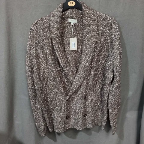 MOSS KNIT CARDIGAN, SPECKLED BROWN, WOMEN'S, SIZE L