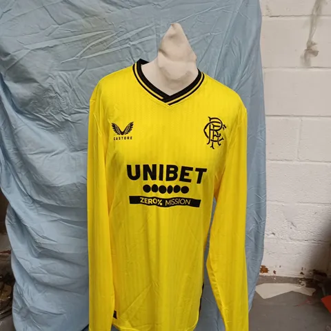 RANGERS FC HOME GOALKEEPER LONG-SLEEVE SHIRT – UK M, CASTORE, BLAZING YELLOW