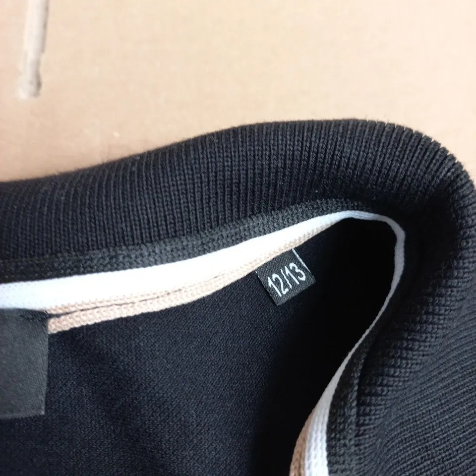 HUGO BOSS POLO SHIRT – BLACK, SHORT SLEEVE, CHEST LOGO, SIZE 12/13 (YOUTH)