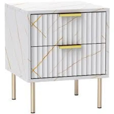 BOXED HOMCOM ELEGANT CHEST OF TWO DRAWERS - WHITE/GOLD-TONE (1 BOX)