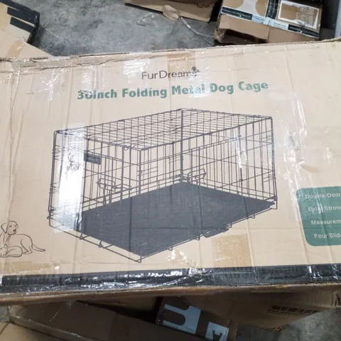 BOXED FURDREAMS 30" FOLDING METAL DOG CAGE