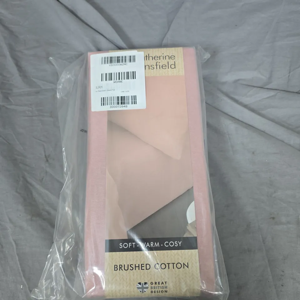 CATHERINE LANSFIELD BRUSHED COTTON DUVET COVER SET – SOFT PINK