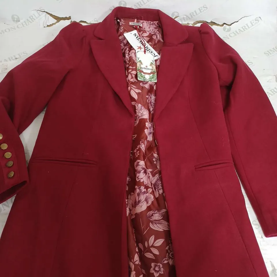 JOE BROWNS RUBY RED LONG TRENCH COAT - UK 10