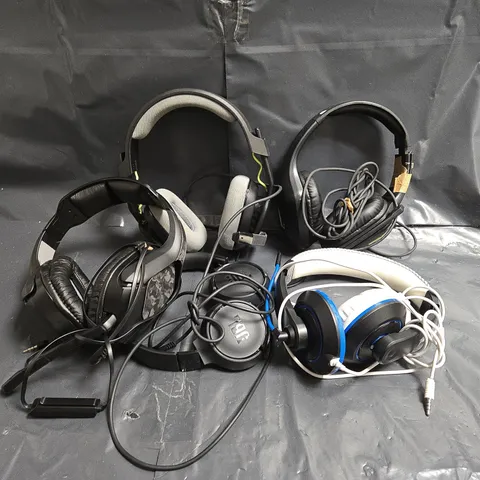 APPROXIMATELY 10 PAIRS OF DAMAGED HEADPHONES TO INCLUDE JBL, GIOTECK. GXTRUST, ETC