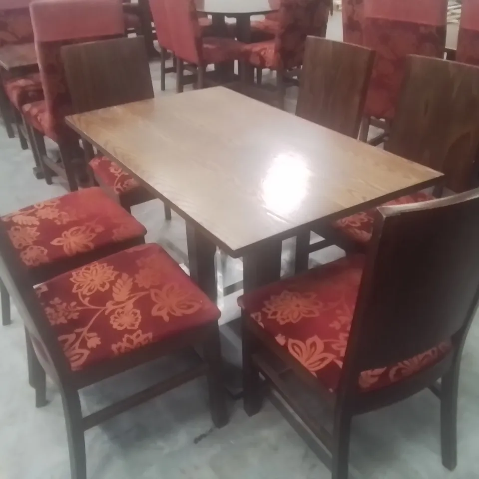 PUB RESTAURANT DINING TABLE WITH 6 CHAIRS