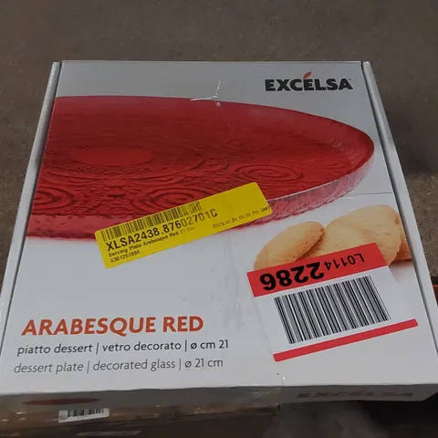 BOXED SERVING PLATE ARABESQUE RED 21CM